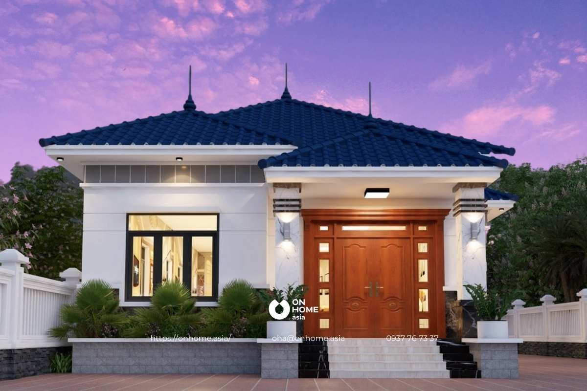 Thiết kế nhà cấp 4 đẹp 4 phòng ngủ mái Nhật 12x12m