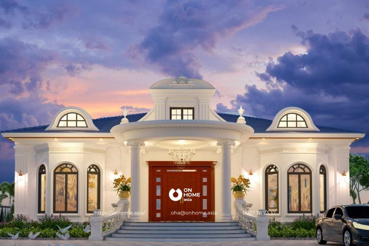 Nhà cấp 4 4 phòng ngủ 120m2 có gác lửng phong cách Tân Cổ Điển sang chảnh