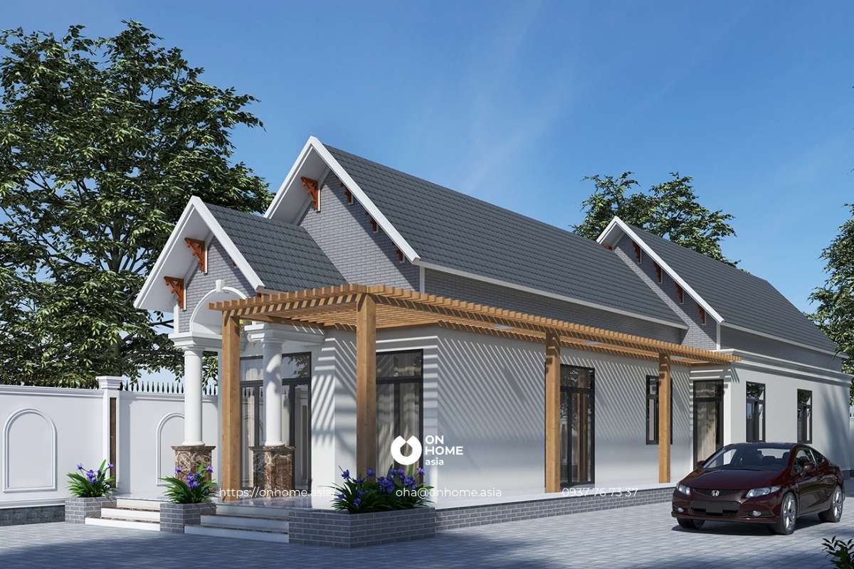 Mẫu nhà cấp 4 đẹp 5x20 mái Thái hiện đại, tiện nghi