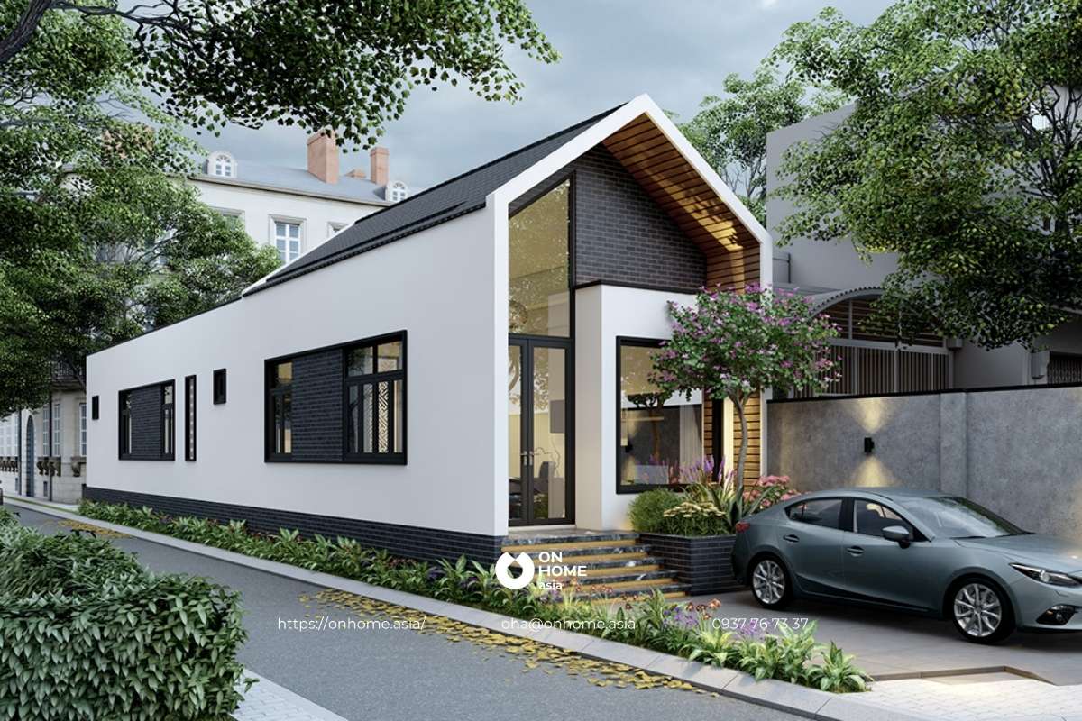 Nhà cấp 4 gác lửng 5x20m mái Thái có 3 phòng ngủ tiện nghi