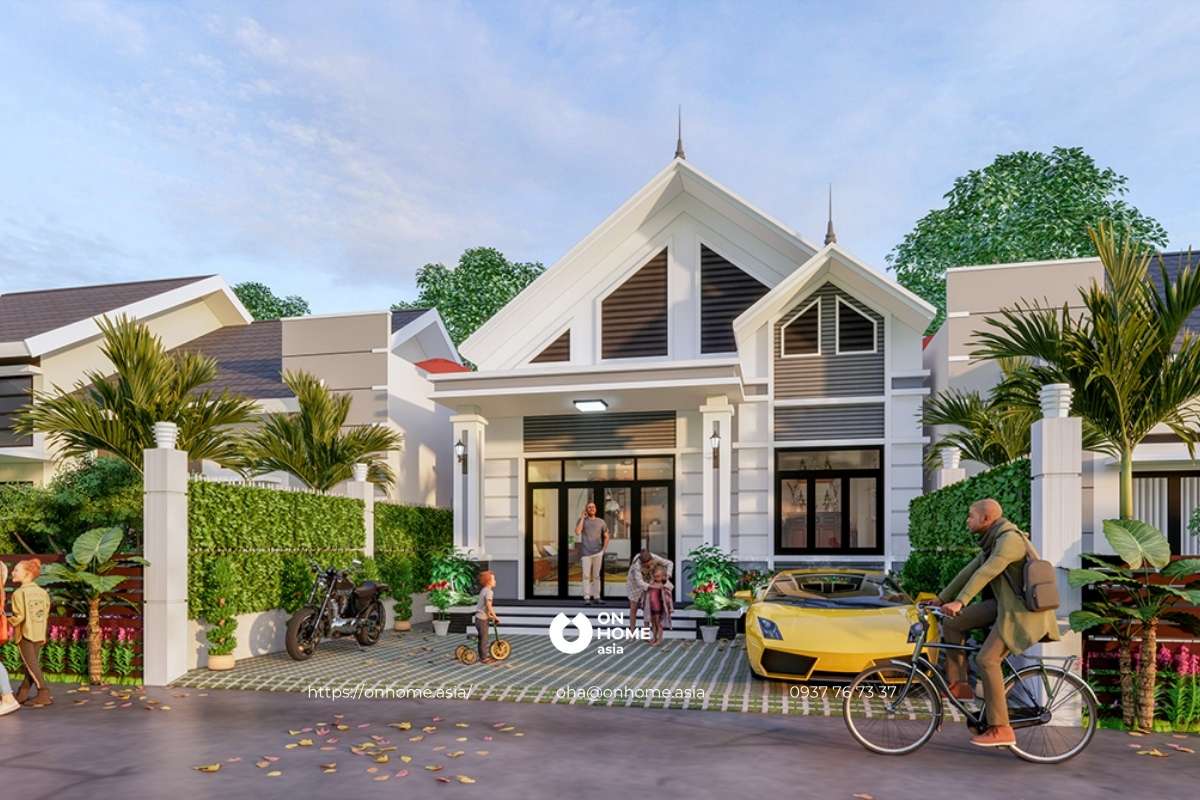 Mẫu nhà cấp 4 5x20 mái Thái sang trọng 3 phòng ngủ