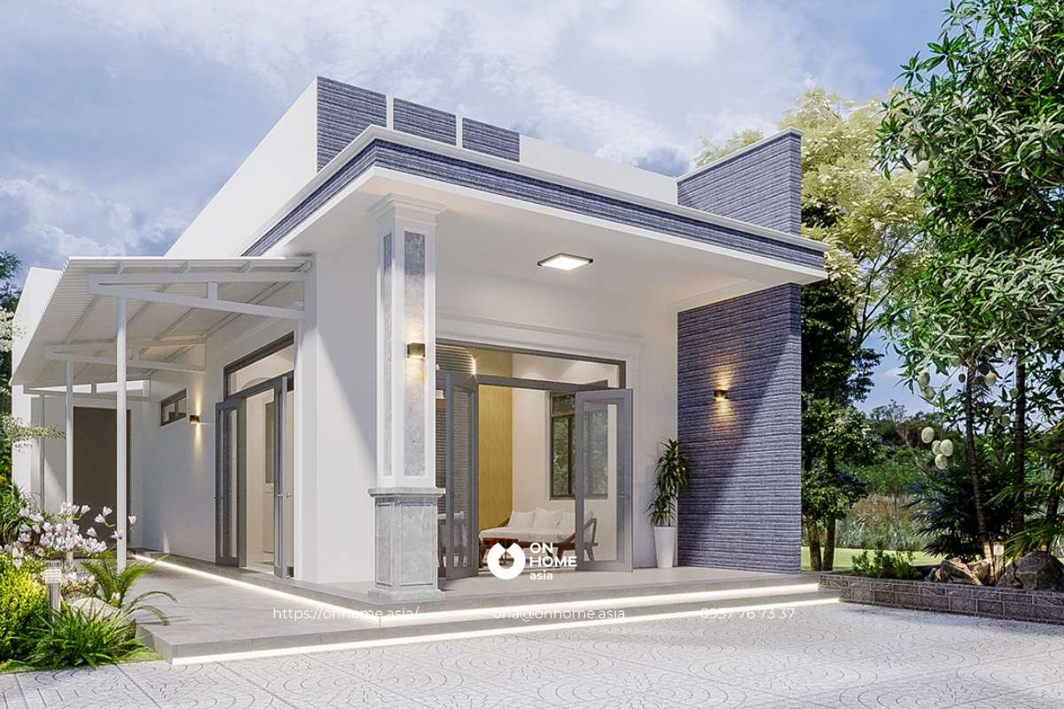 Mẫu nhà cấp 4 đẹp 5x20 hiện đại, tiện nghi