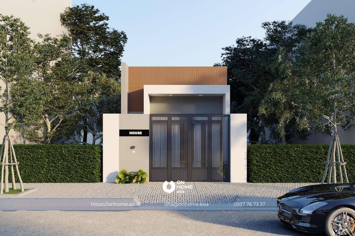 Mẫu nhà cấp 4 mái bằng 5x20 đơn giản, hiện đại