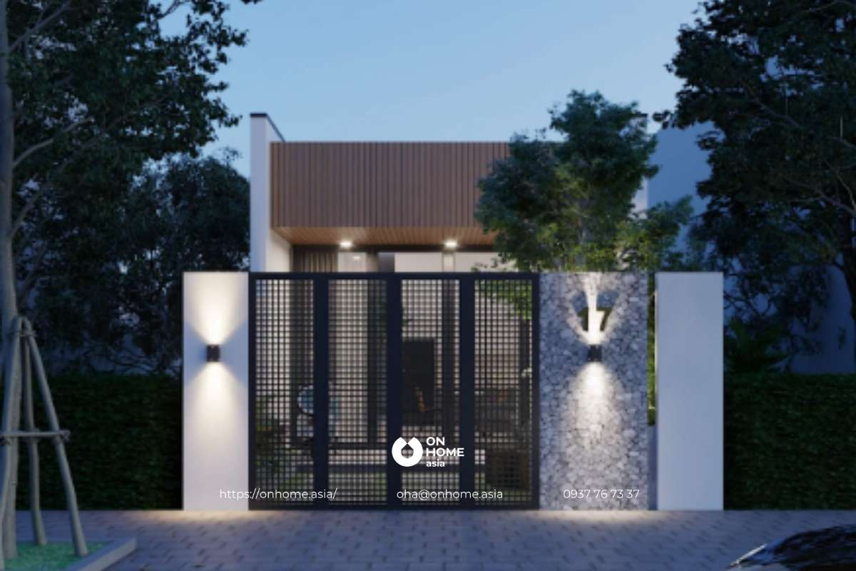 Mẫu nhà cấp 4 đẹp 5x20 mái bằng hiện đại