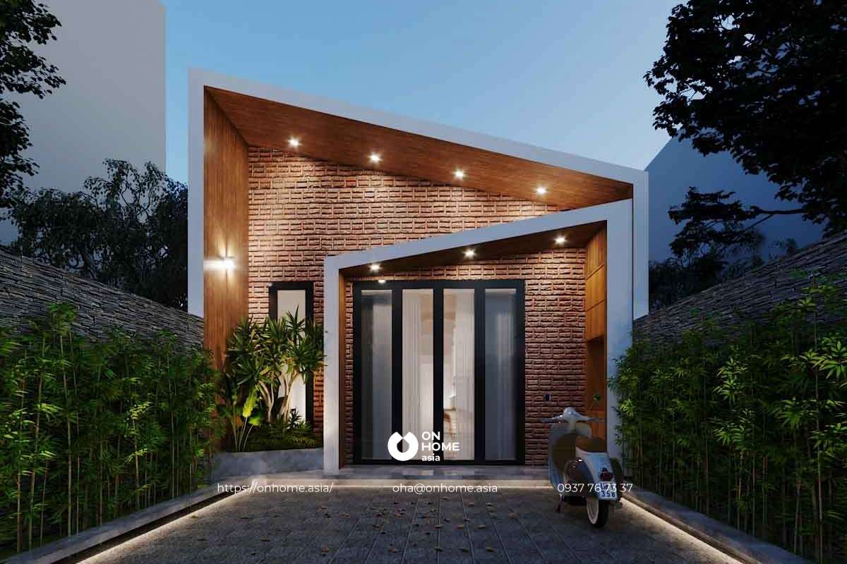 Mẫu thiết kế nhà cấp 4 5x20 mái lệch đẹp, hiện đại