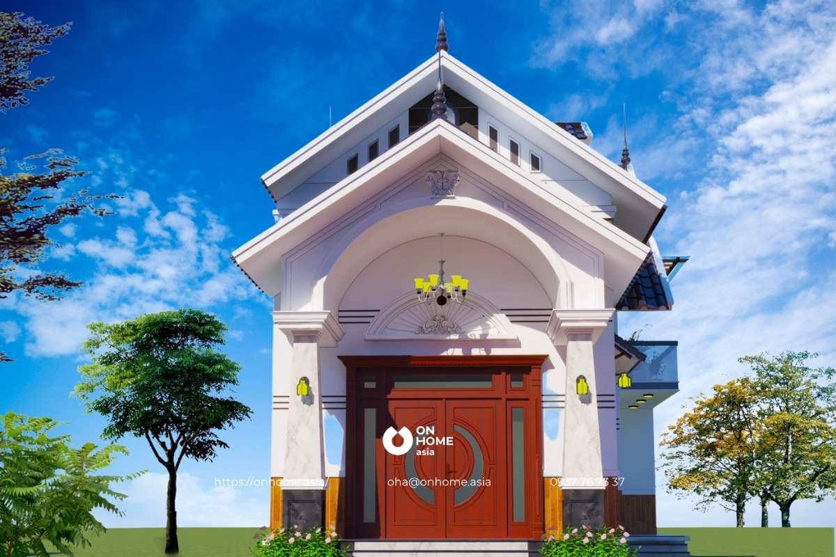 Nhà cấp 4 gác lửng 3 phòng ngủ phong cách Tân Cổ Điển sang chảnh