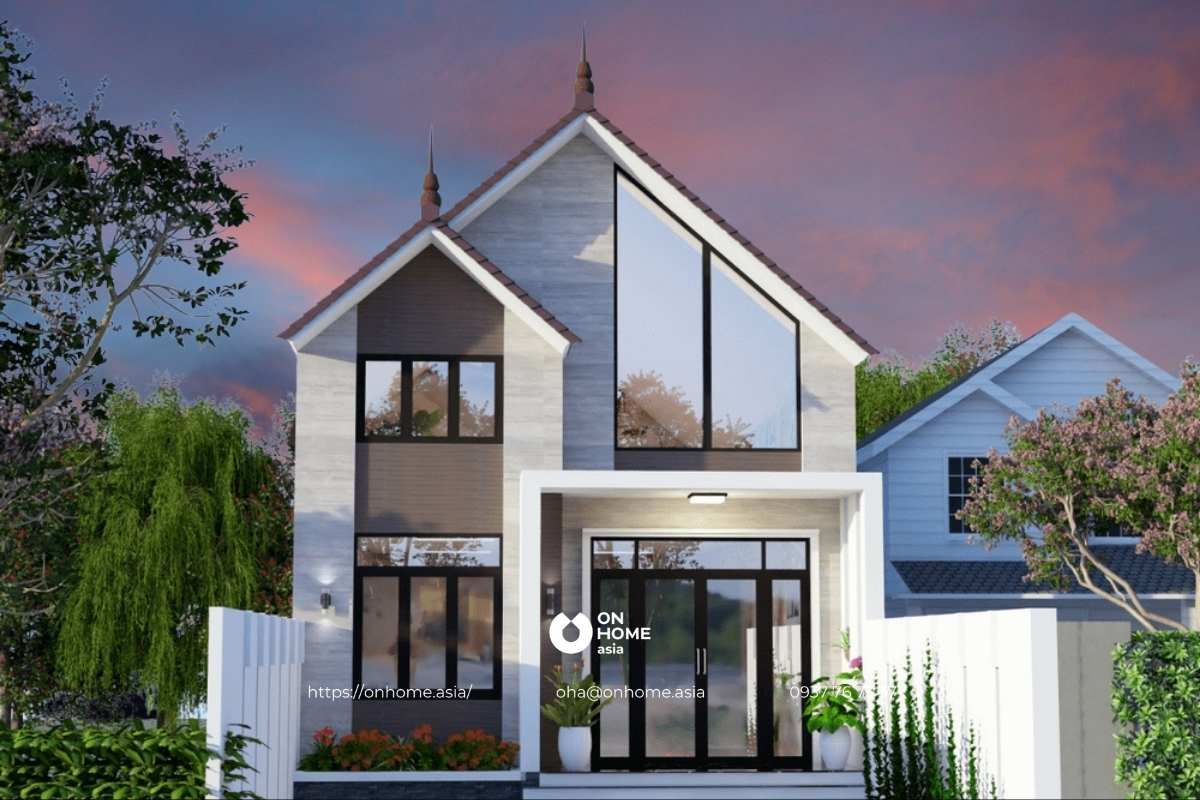 Nhà cấp 4 có gác lửng 4x16m mái Thái đẹp