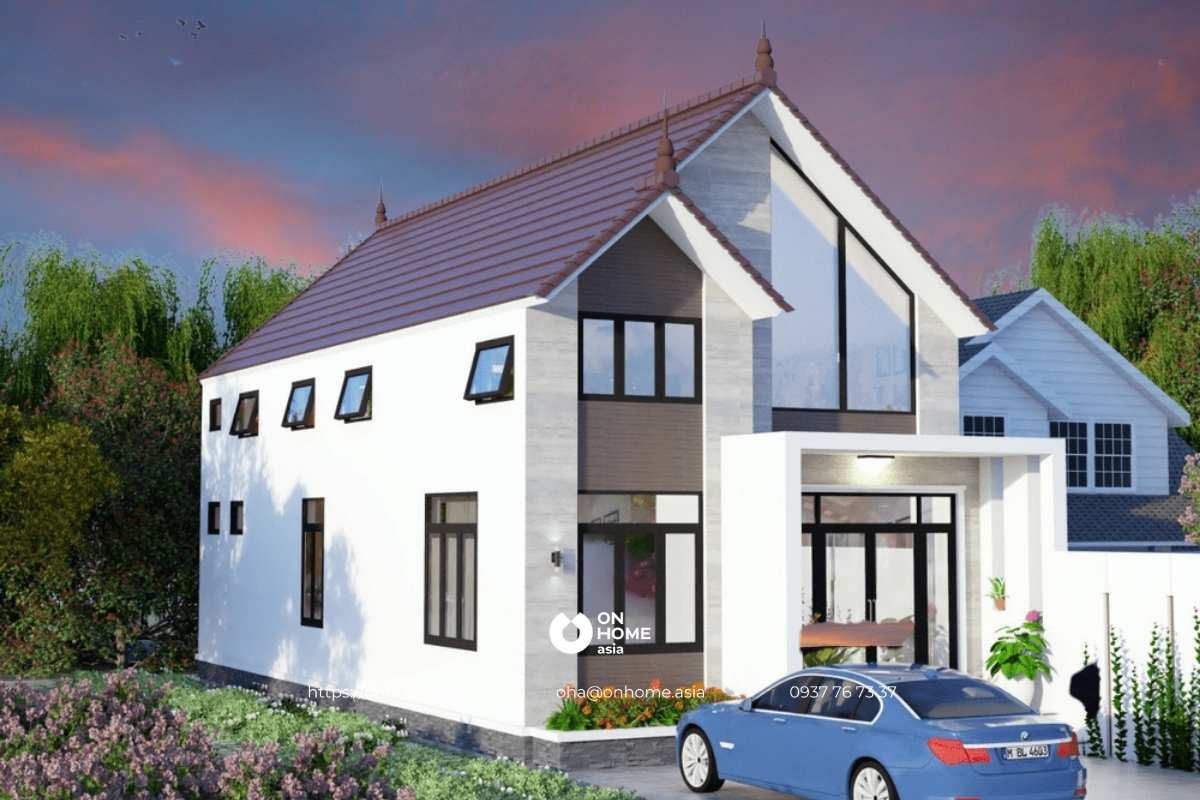 Nhà cấp 4 có gác lửng 4x16m mái Thái ấn tượng