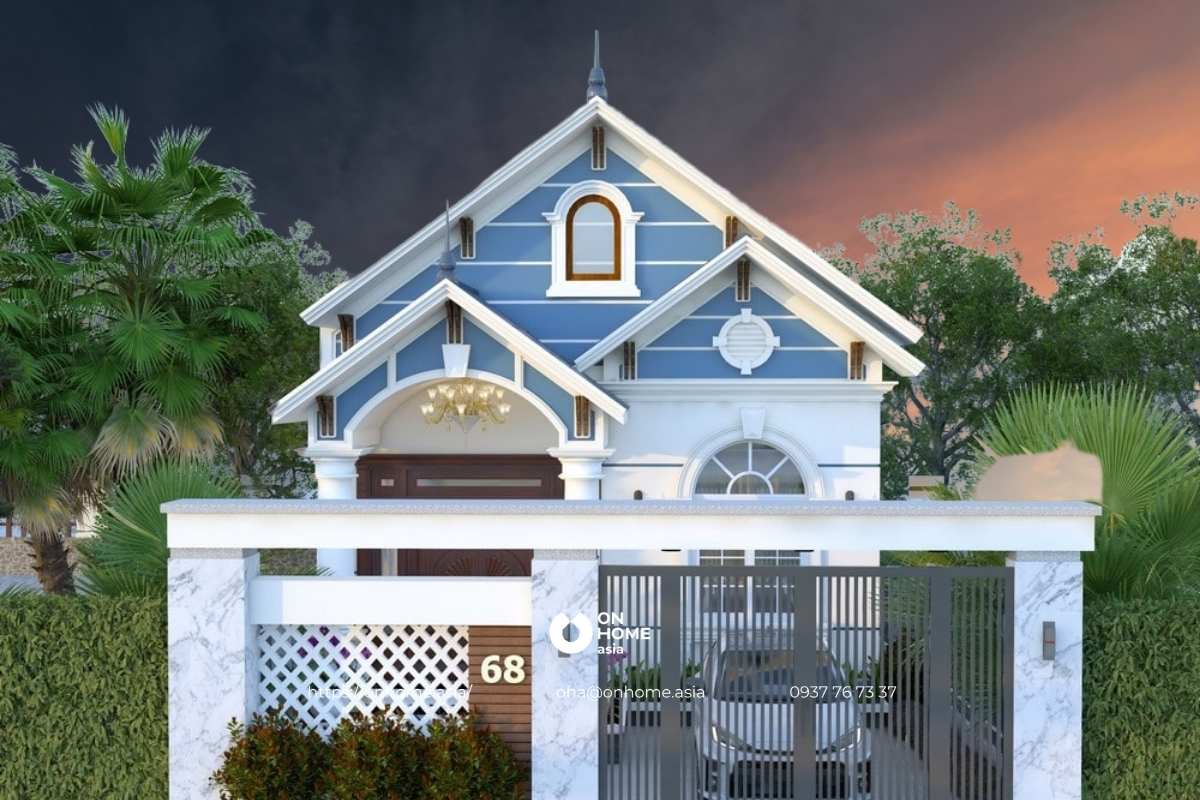 Nhà cấp 4 gác lửng có giếng trời hiện đại, đẹp