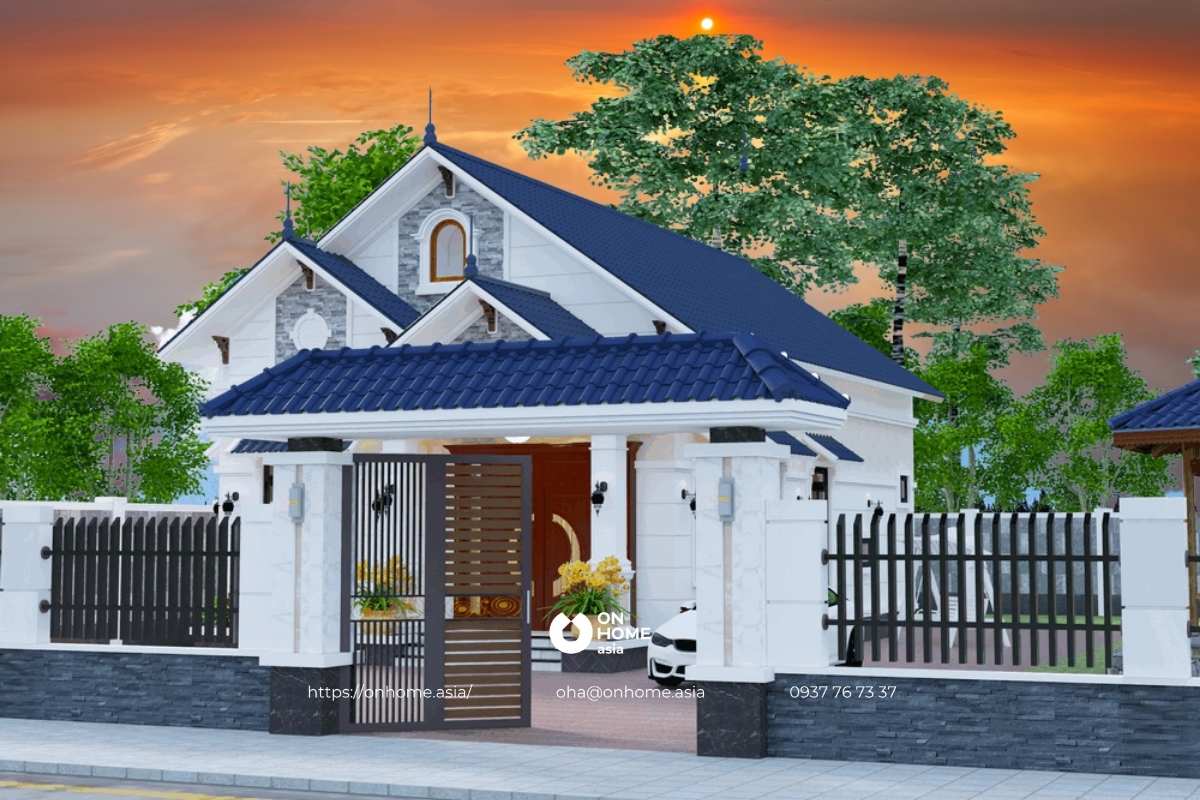 Mẫu thiết kế nhà cấp 4 có gác 3 phòng ngủ đẹp, hiện đại