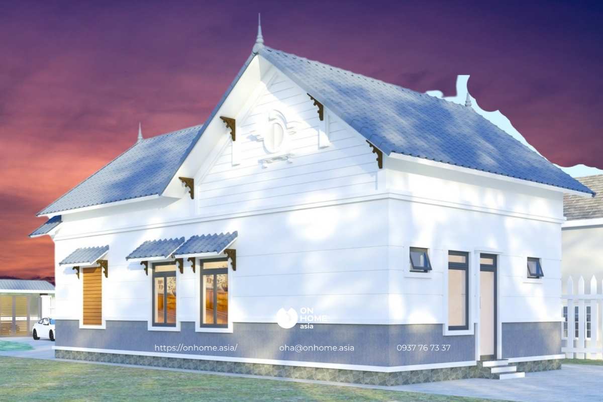 Mẫu thiết kế nhà cấp 4 gác lửng 2 phòng ngủ