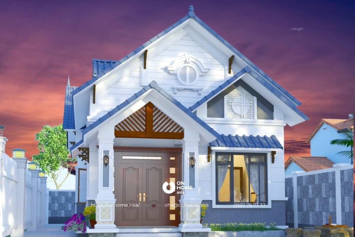 Mẫu thiết kế nhà cấp 4 có gác 2 phòng ngủ tiện nghi