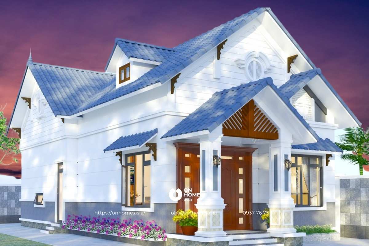 Mẫu thiết kế nhà cấp 4 có gác 2 phòng ngủ đẹp