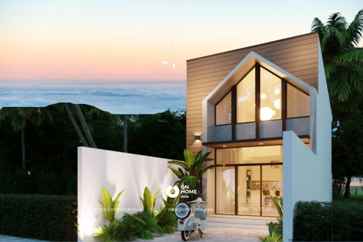 Mẫu nhà cấp 4 có gác 2 phòng ngủ đẹp