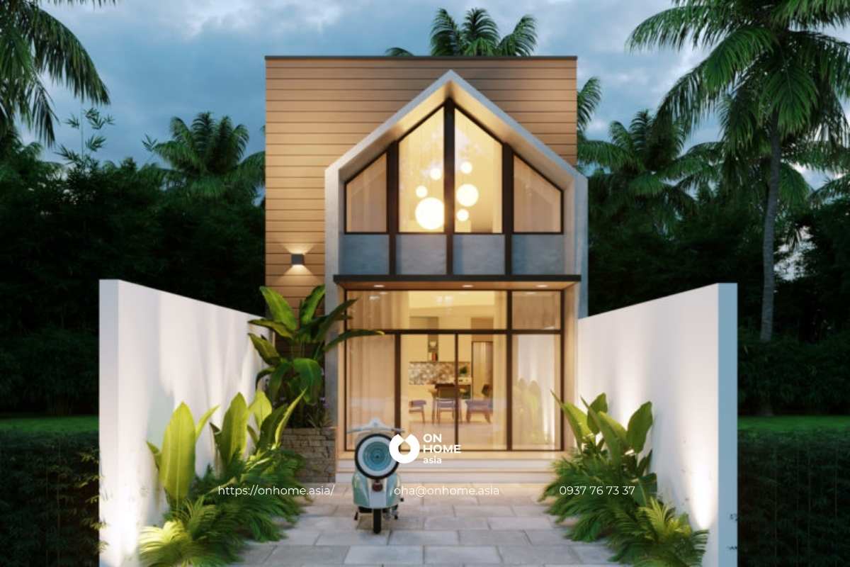 Mẫu nhà cấp 4 có gác 2 phòng ngủ ấn tượng