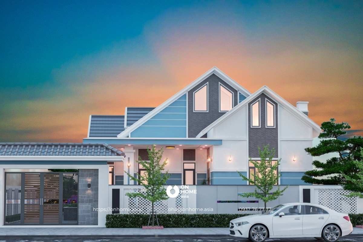 Mẫu nhà cấp 4 gác lửng 7x20 mái Nhật sang trọng