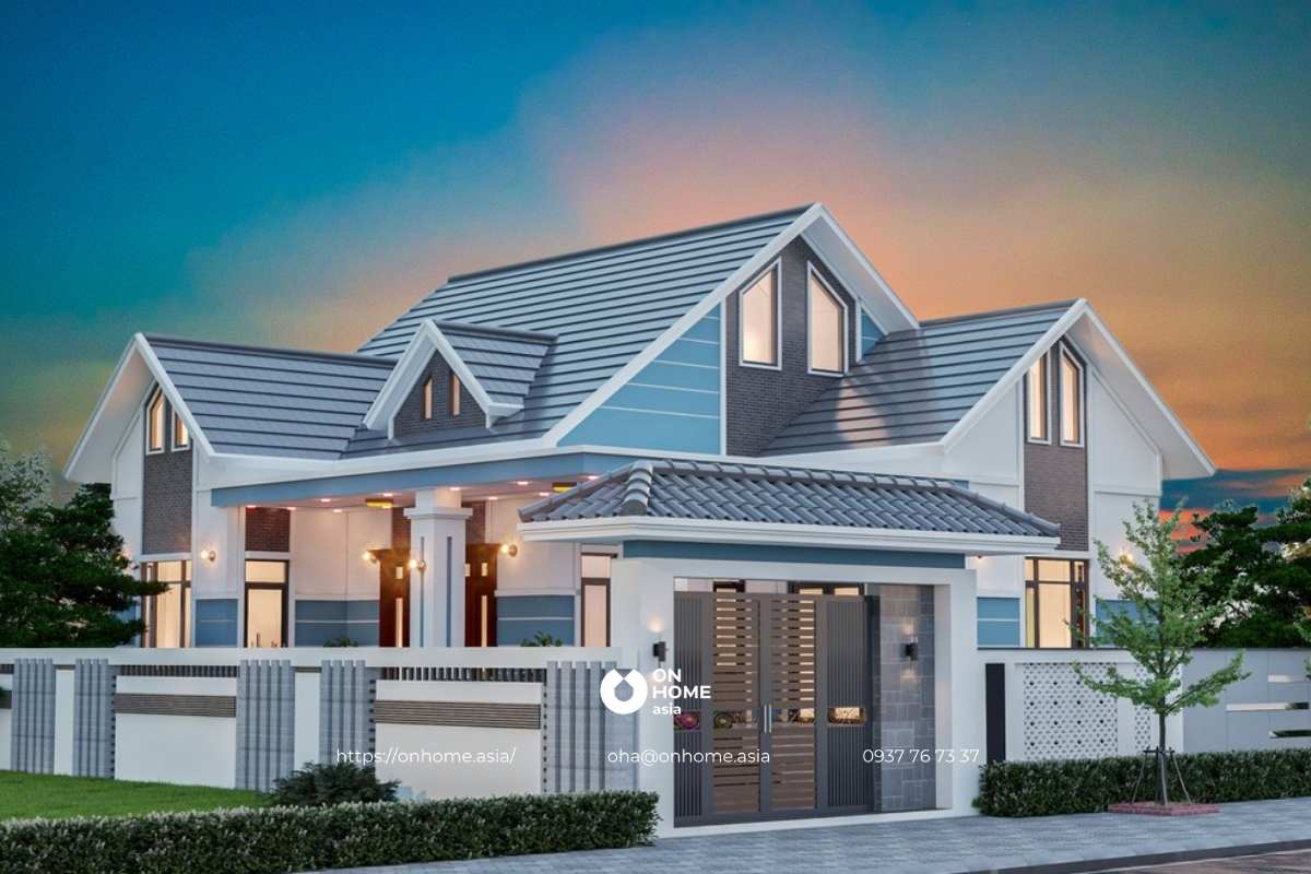 Mẫu thiết kế nhà cấp 4 gác lửng 7x20 mái Nhật đẹp