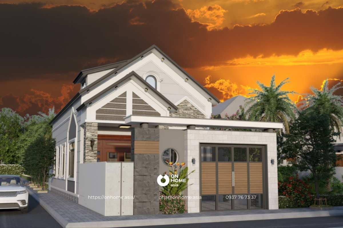 Mẫu nhà cấp 4 gác lửng 5x15 tiện nghi