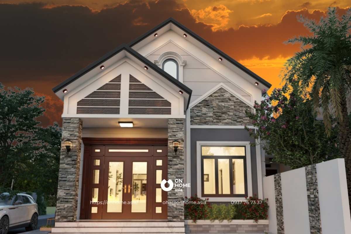 Mẫu nhà cấp 4 có gác lửng 5x15 hiện đại