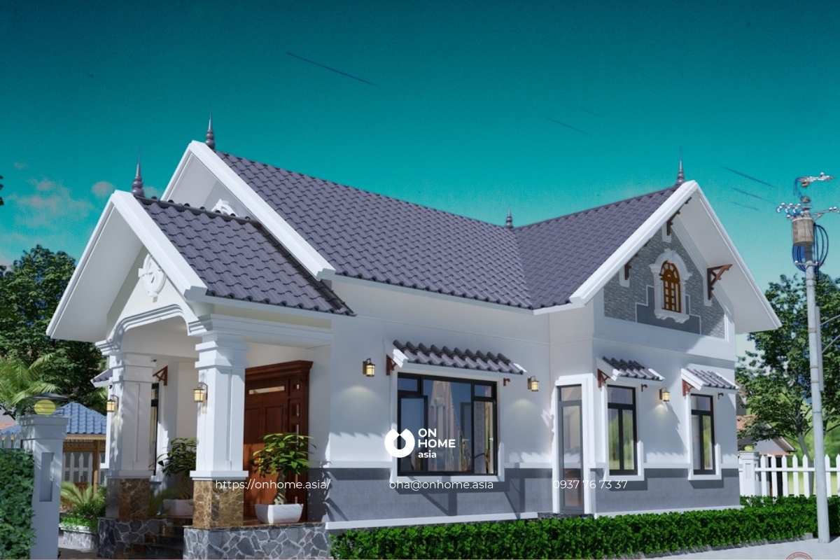 Nhà cấp 4 có gác 3 phòng ngủ mái Nhật 6x20