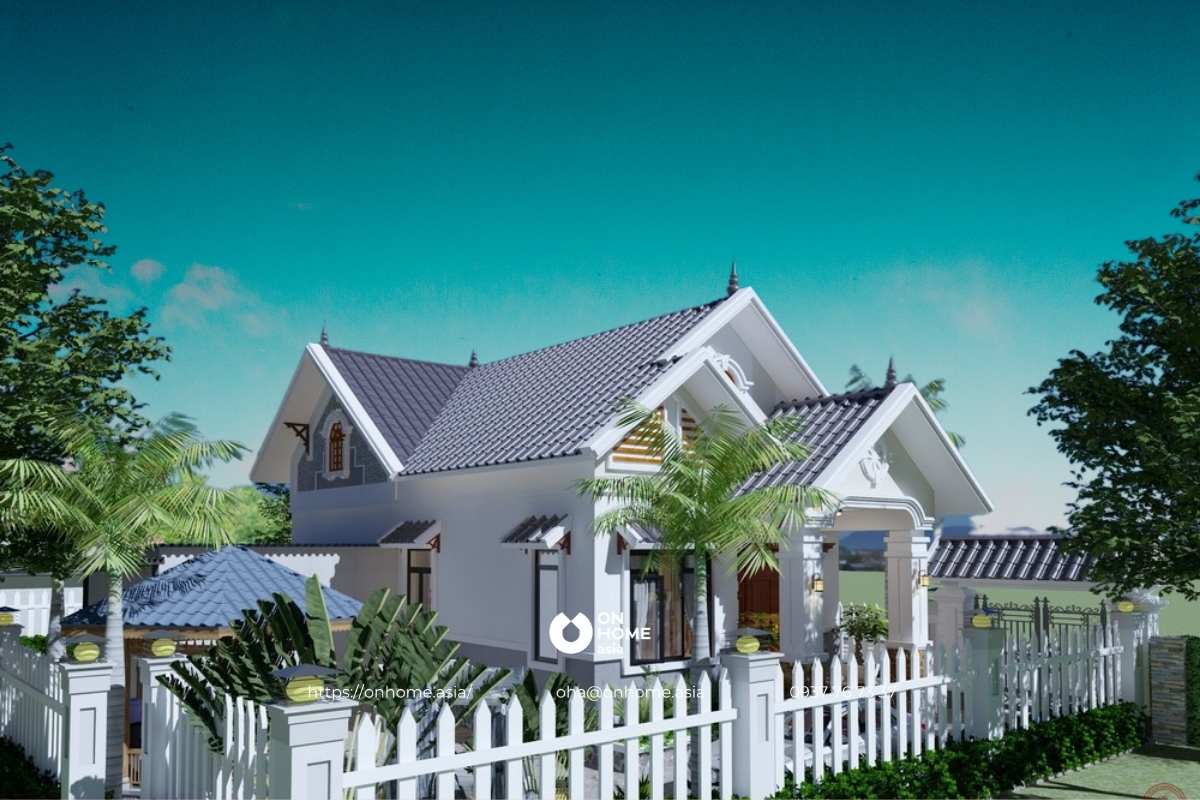 Nhà cấp 4 có gác 3 phòng ngủ mái Nhật tiện nghi