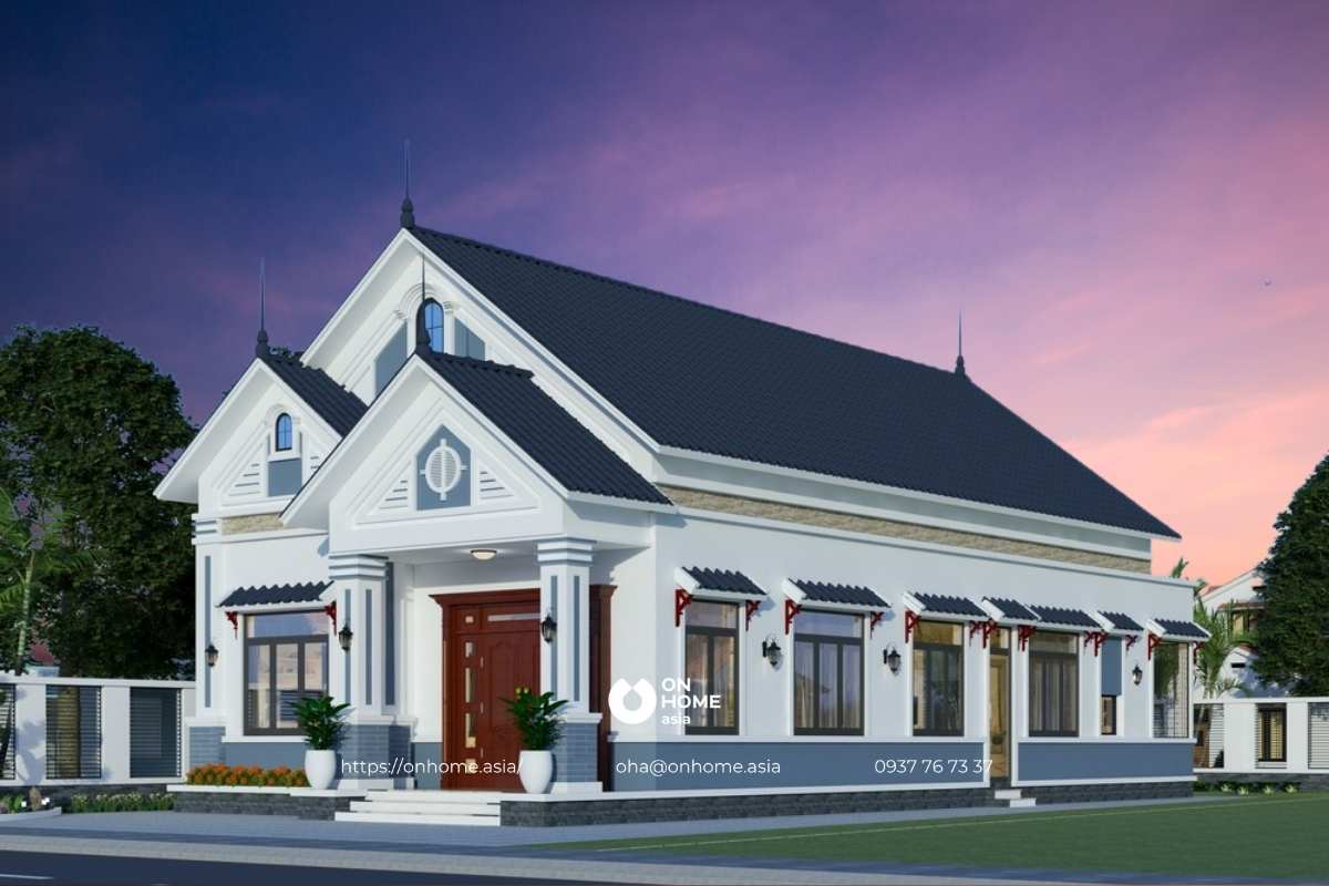 Mẫu thiết kế nhà cấp 4 mái Thái có gác xép hiện đại