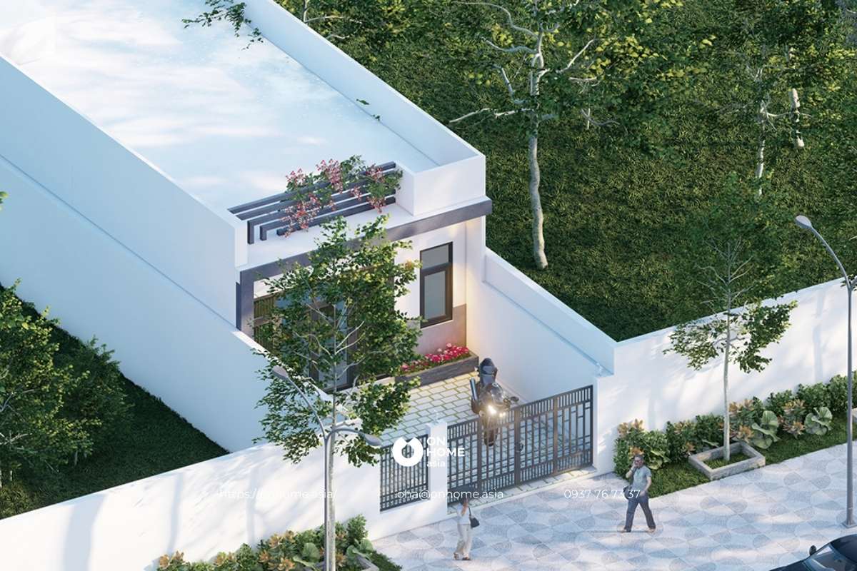 Thiết kế nhà cấp 4 mái bằng đơn giản