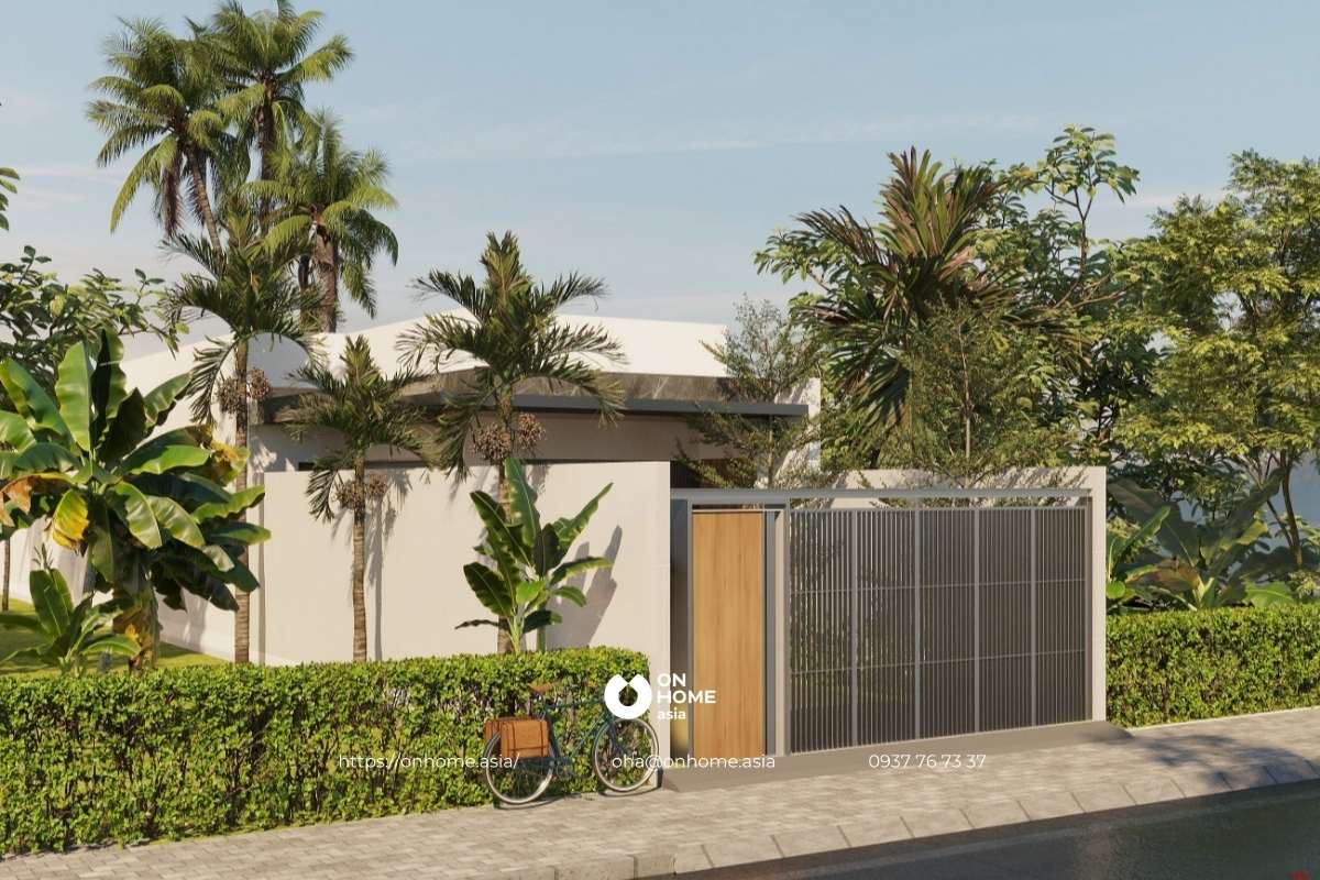 Nhà cấp 4 mái bằng 5x20 đơn giản, hiện đại