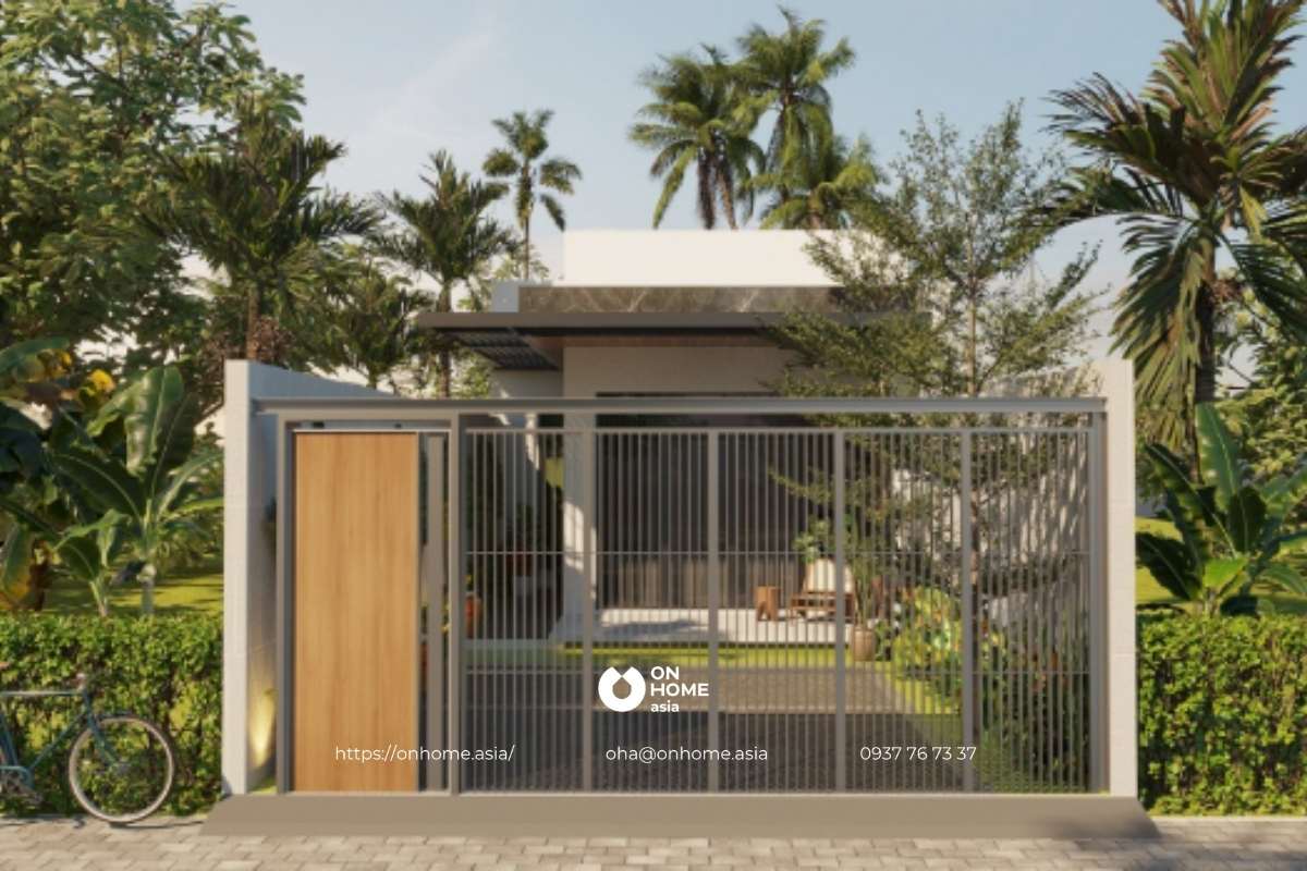 Nhà cấp 4 mái bằng 5x20 đơn giản