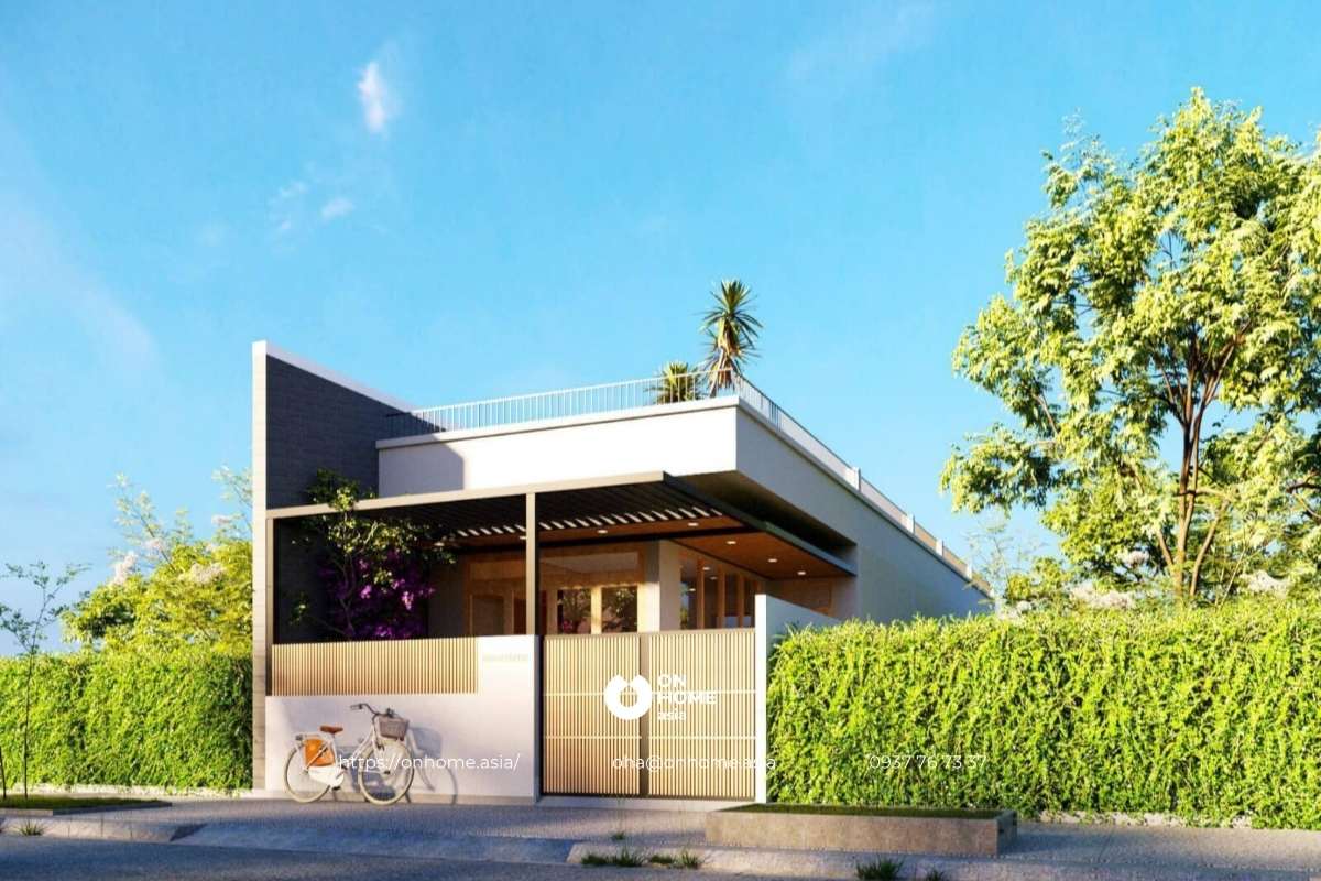 Mẫu nhà cấp 4 5x20 mái bằng đẹp