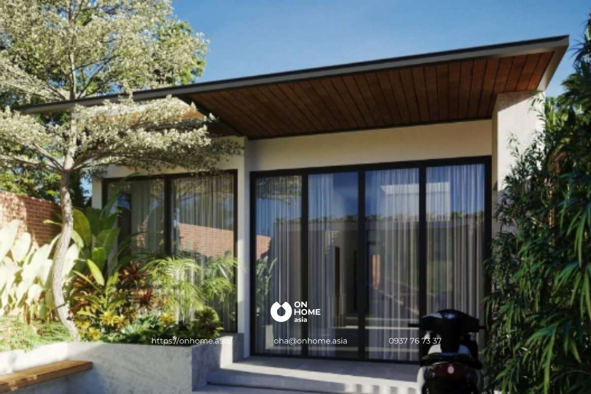 Mẫu nhà cấp 4 mái bằng 4 phòng ngủ