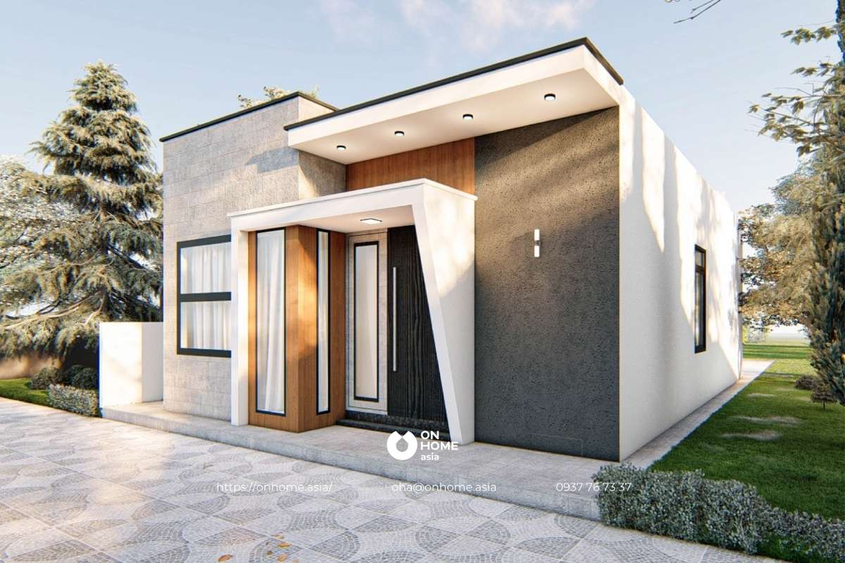 Nhà cấp 4 mái bằng 2 phòng ngủ đẹp, hiện đại