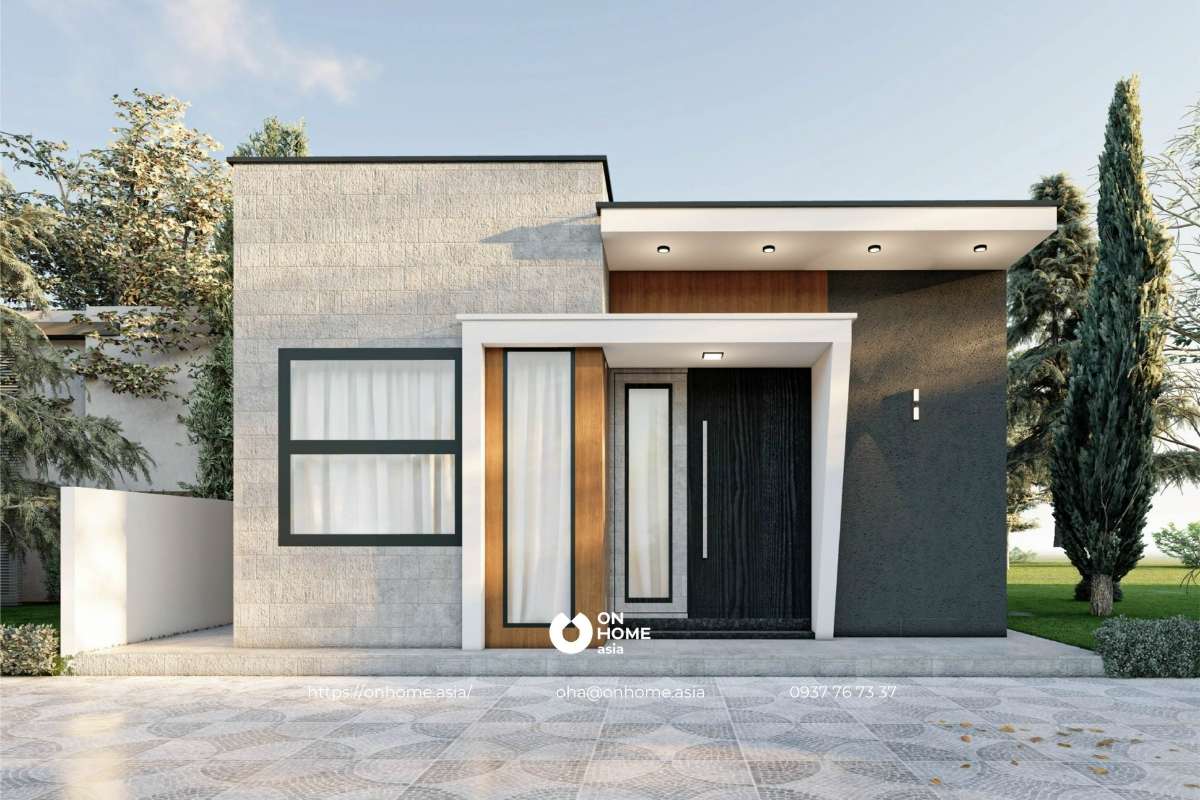 Mẫu nhà cấp 4 mái bằng 2 phòng ngủ đẹp, hiện đại