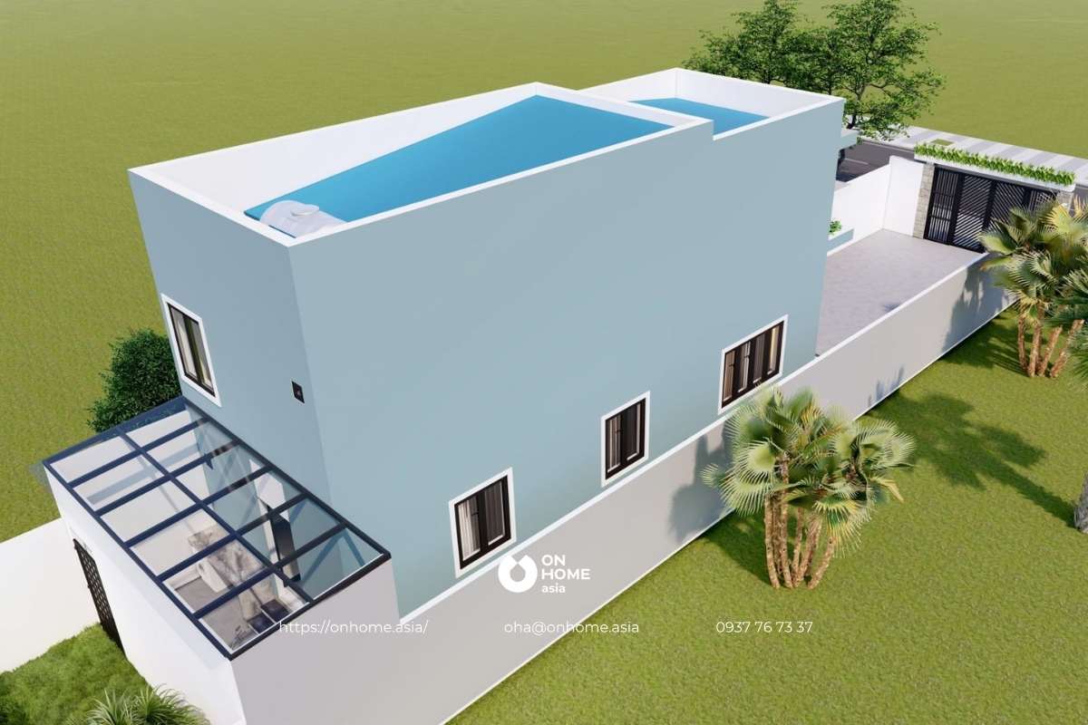 Thiết kế nhà cấp 4 gác lửng mái bằng 400 triệu đẹp