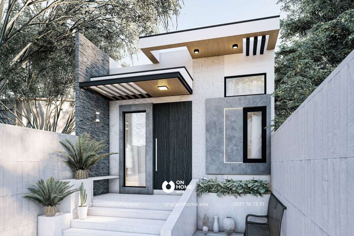 Thiết kế nhà cấp 4 mái bằng 5x20 2 phòng ngủ&nbsp;