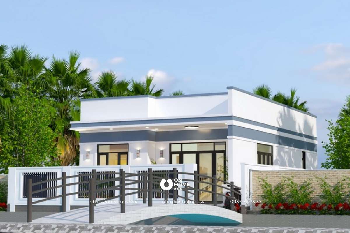 Nhà cấp 4 chữ L mái bằng đẹp