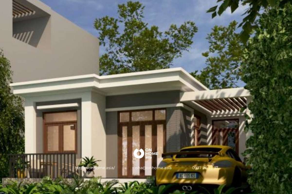 Nhà cấp 4 mái bằng chữ L 3 phòng ngủ đẹp, hiện đại