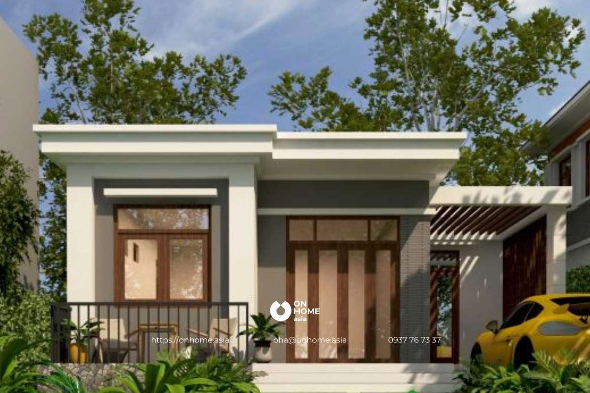 Nhà cấp 4 mái bằng chữ L đẹp