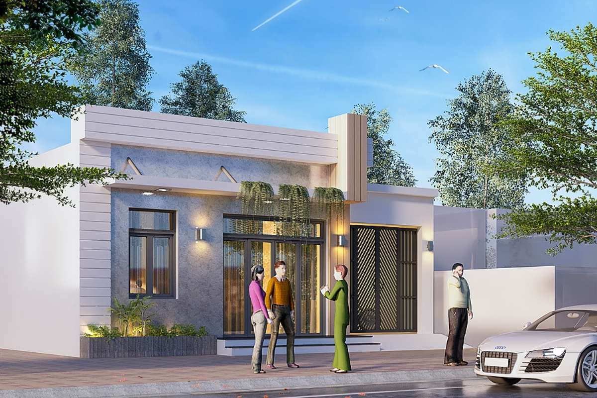 Nhà cấp 4 nhỏ đẹp mái bằng đơn giản