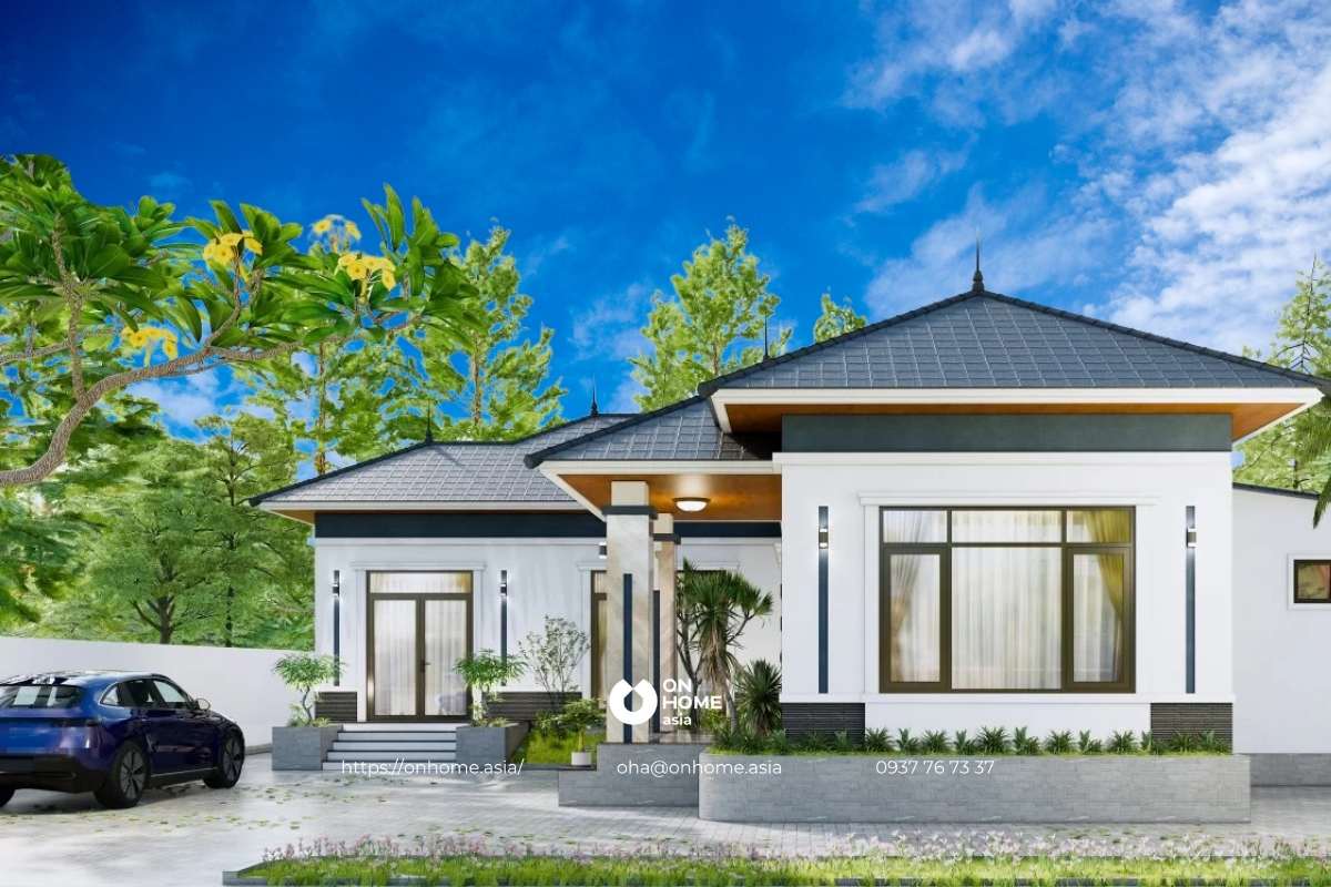 Nhà cấp 4 chữ L 2 phòng ngủ đẹp