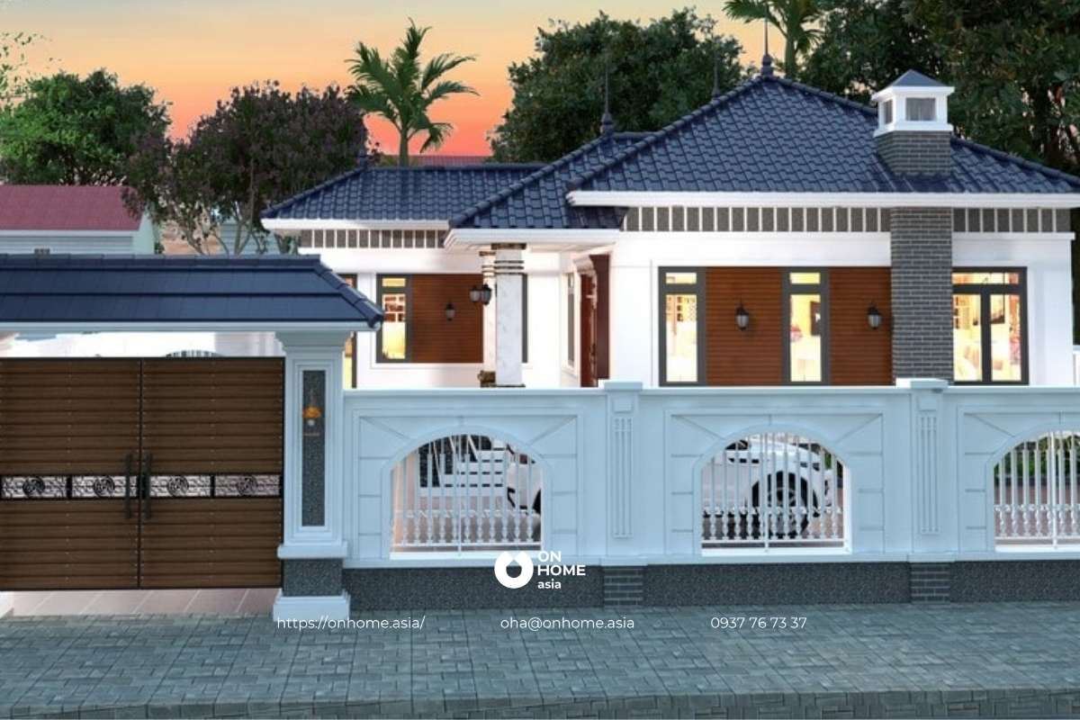 Thiết kế nhà cấp 4 chữ L mái Nhật sang trọng