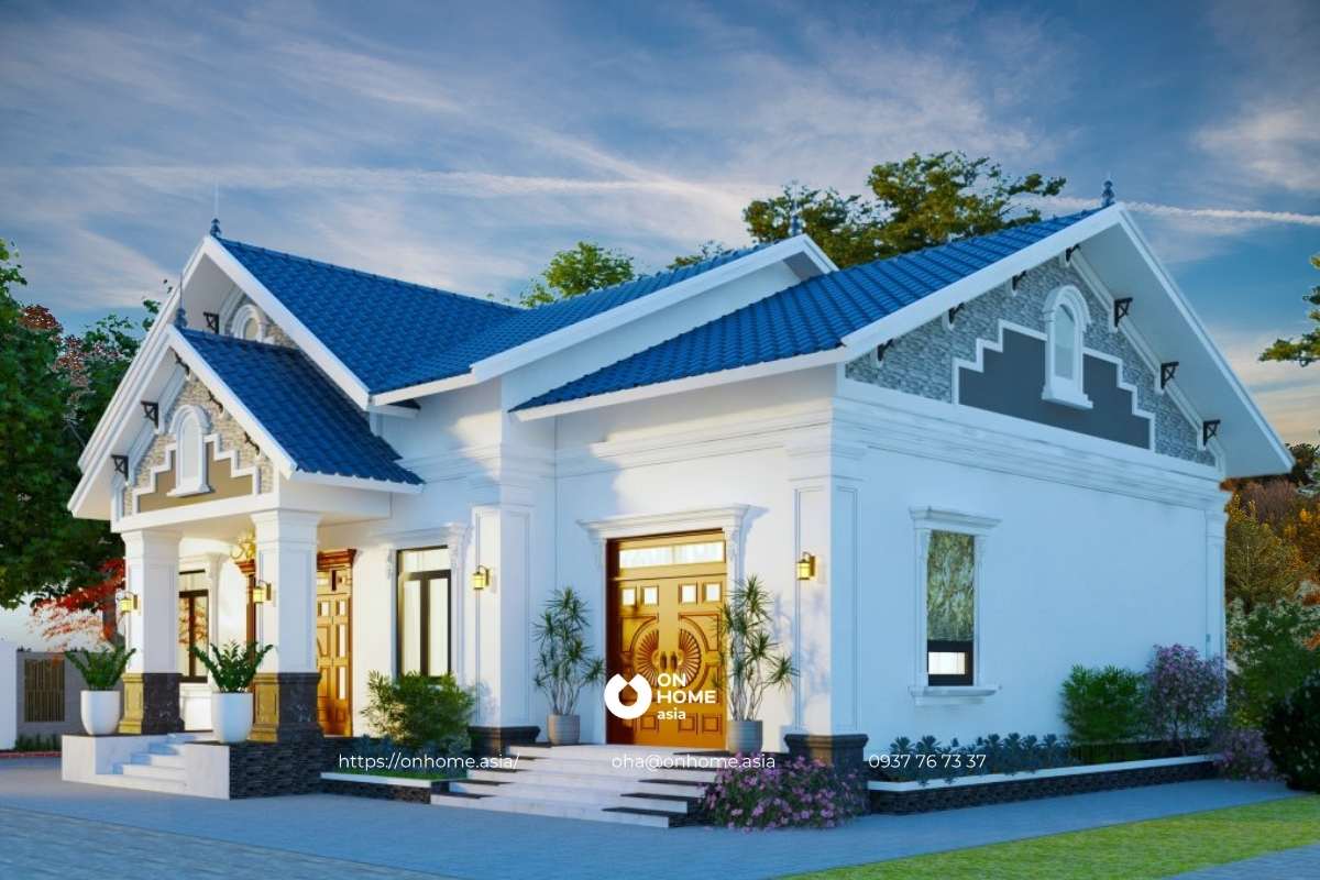 Thiết kế nhà cấp 4 chữ L mái Thái cao cấp