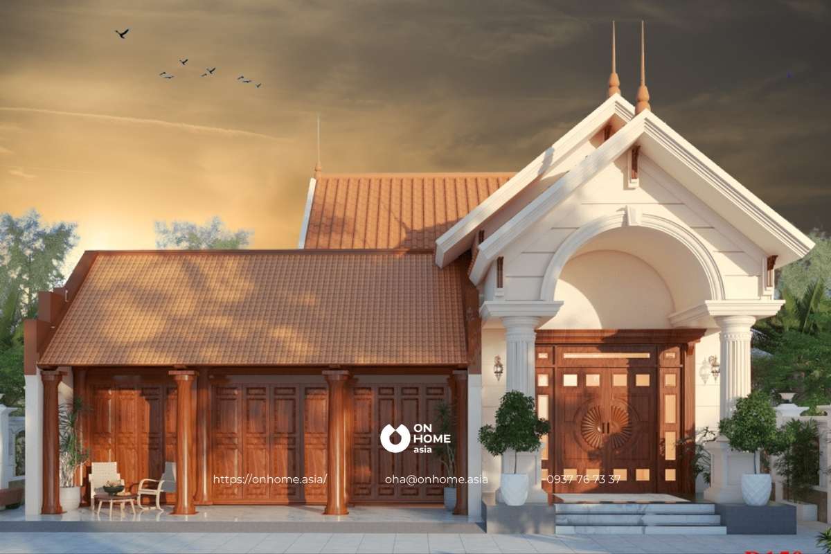 Mẫu nhà cấp 4 chữ L 3 phòng ngủ 120m2