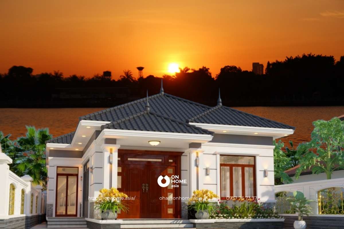 Thiết kế nhà cấp 4 chữ L sang trọng