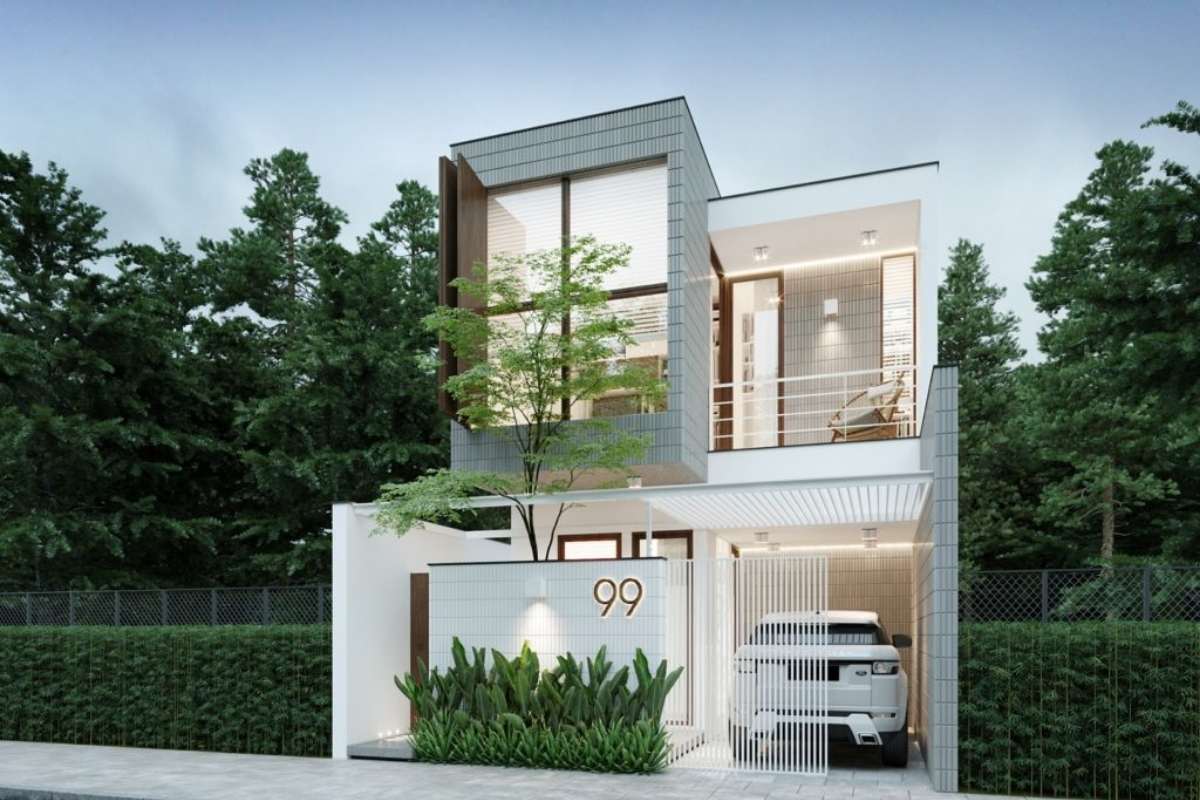 Nhà chữ L 2 tầng mái bằng