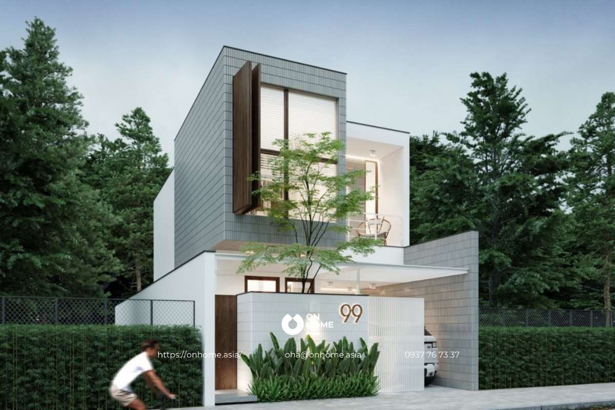 Nhà chữ L 2 tầng mái bằng hiện đại, ấn tượng