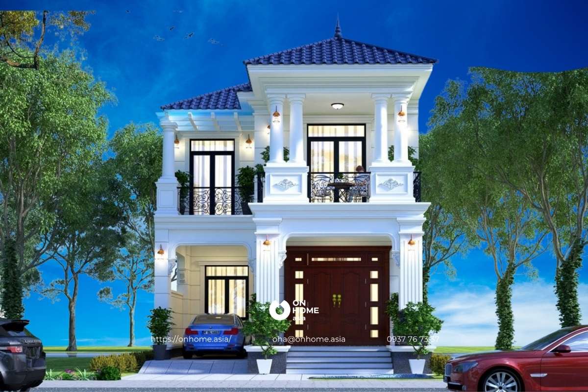 Thiết kế nhà chữ L 2 tầng 80m2