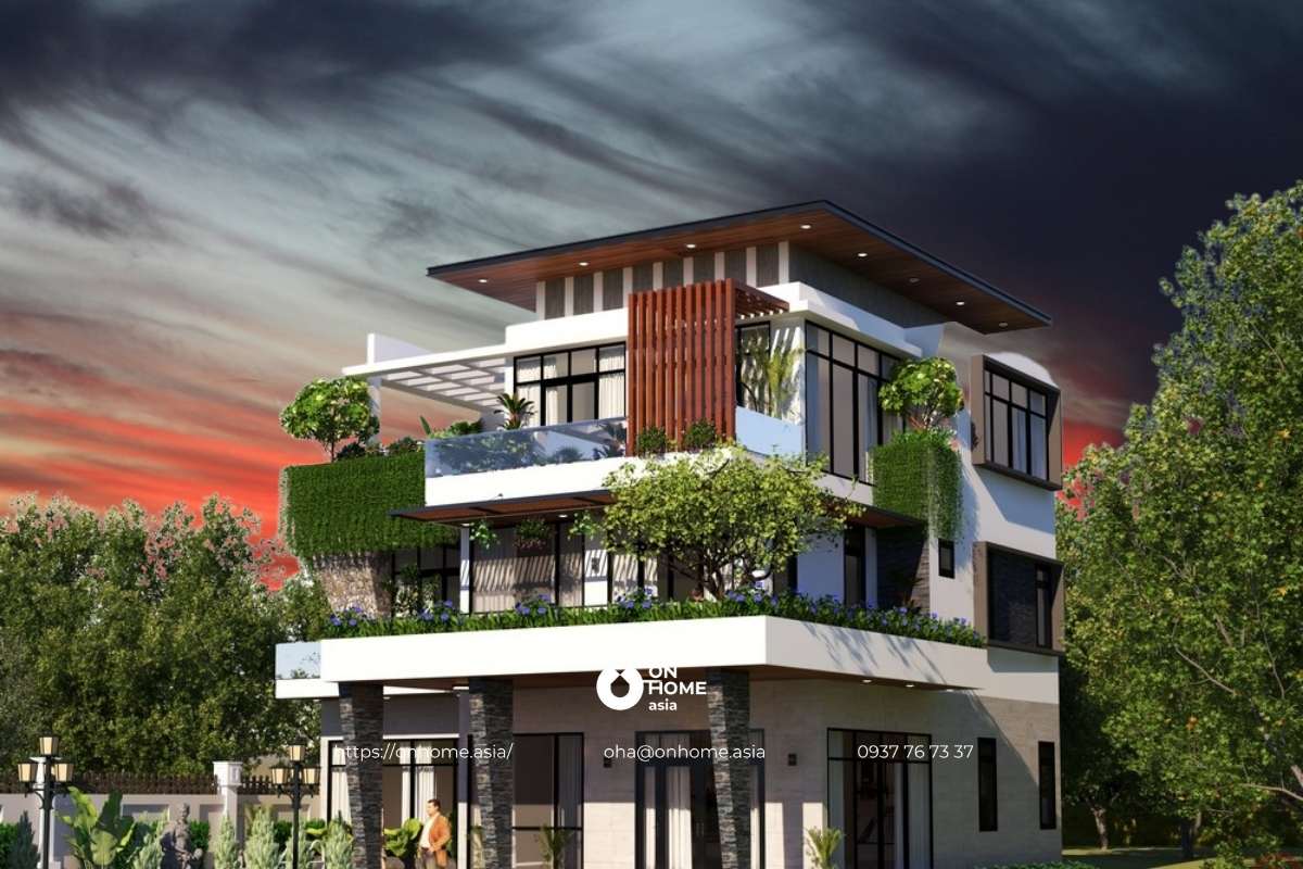 Nhà chữ L 3 tầng sang trọng, ấn tượng