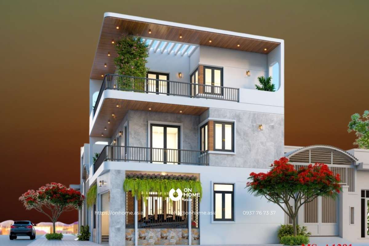 Nhà chữ L 3 tầng 4 phòng ngủ đẹp