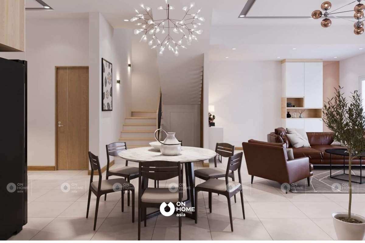 Bàn ăn tròn giúp tăng thêm cảm giác quây quần